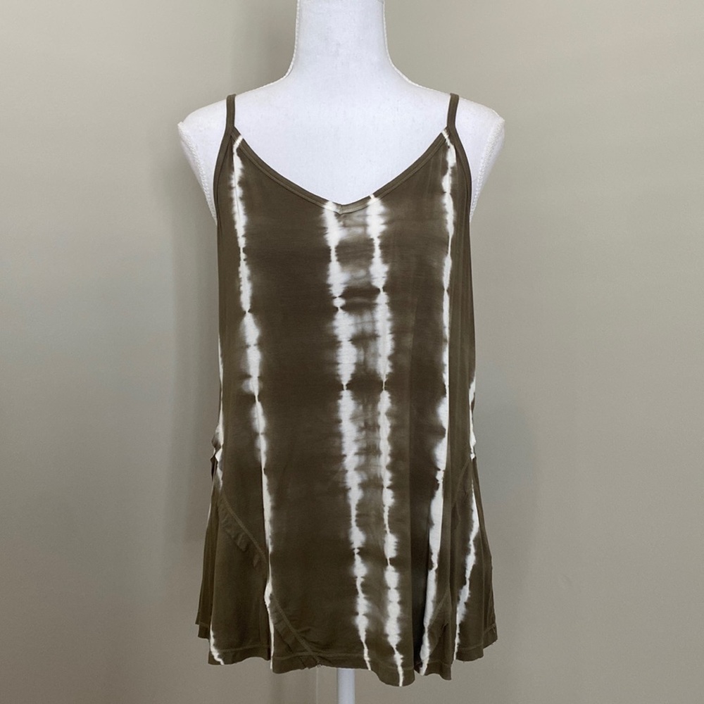 Tie-Dye Design Brown and White Tank Top